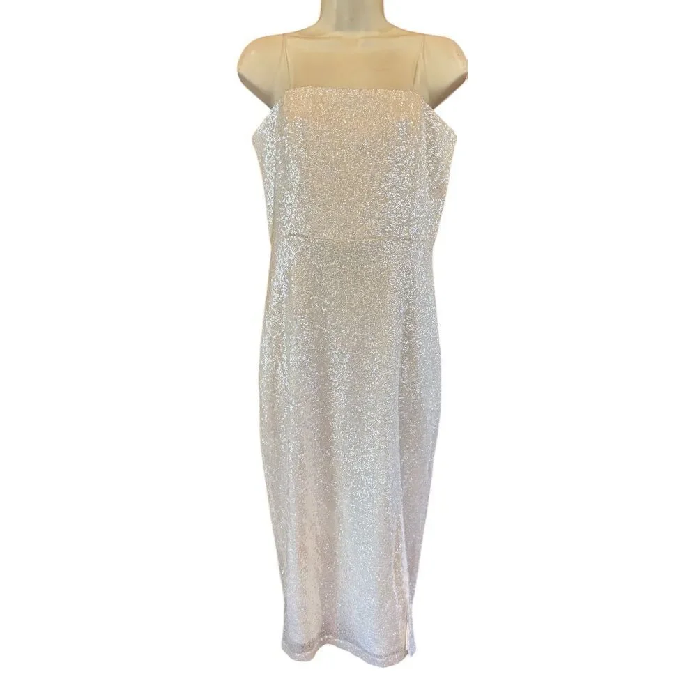 Amanda Uprichard Sequin Midi Dress in Ivory NWT Size Medium